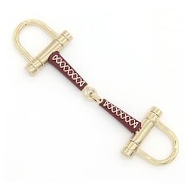 Hermès Hermes Scarf Ring Double D Sellier Red Golden