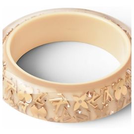 Louis Vuitton Beige Gold Swarovski Bangle Golden