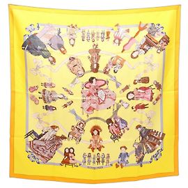 Hermès Sciarpa in seta Carré 90 Hello Dolly Hermes Multicolore Giallo