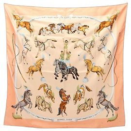 Hermès Sciarpa Hermes Carre 90 EN PISTE Rosa Multicolore