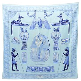 Hermès Sciarpa in seta Carré 90 Tutankhamun Hermes Blu Multicolore
