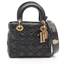Sac à main 2-way Christian Dior Dior Lady Small Cannage Noir