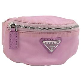 PRADA Arm Pouch Nylon Rosa Plata Auth mr2583 Plata Rosa