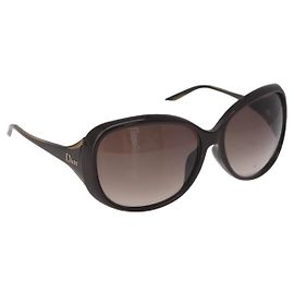 Óculos de sol Christian Dior em plástico marrom e dourado Auth bs35807 Marrom Dourado