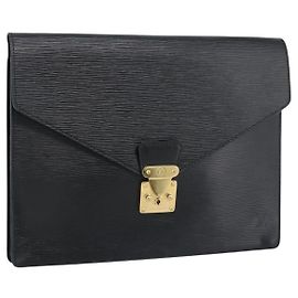 LOUIS VUITTON Epi Porte Documents Senatur Porte-documents Noir M54452 LV Auth 189586 Noir