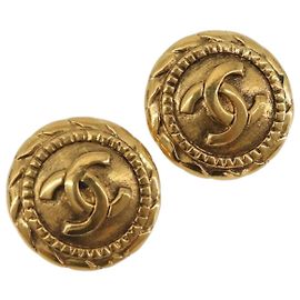 Boucles d'oreilles CHANEL COCO Mark en métal doré CC Auth 188625M Autre