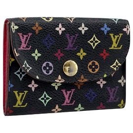 LOUIS VUITTON Multicolor Envelope Carte de Visite Case Black M66561 Auth 189659 Black