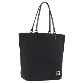 Sac cabas FENDI Zucchino Canvas Black Silver Auth ep14953 Noir Argenté