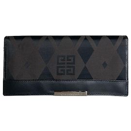 Vintage Givenchy Geometric Logo Canvas Wallet Black Brown Black