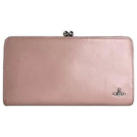 Vintage Vivienne Westwood Leather Wallet Light Pink Silver Clasp Pink