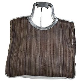 Sacola de tecido woven Vintage Etro Marrom Prata Marrom