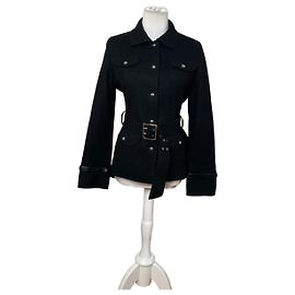 Vintage Courreges Wool Blend Jacket Black Silver M Black
