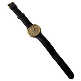 Relógio de pulso vintage Dior Gold-Tone Brown Leather c. 1990s Marrom