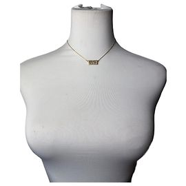 Collana Vintage Givenchy con Logo Interlocking G e Strass Oro D'oro