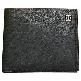 Vintage Givenchy Textured Leather Wallet Dark Green Silver Grey