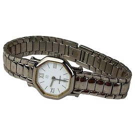 Reloj de pulsera vintage Givenchy en acero inoxidable plata blanco Plata