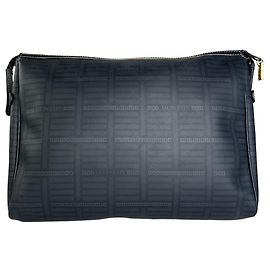 Sac cosmétique vintage Givenchy en nylon noir avec fermeture éclair dorée Noir