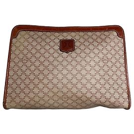 Céline Vintage Celine Canvas Clutch Bag Beige Braun Beige