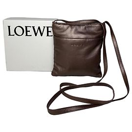 Bolsa transversal de couro macio vintage Loewe Marrom escuro Ouro Marrom