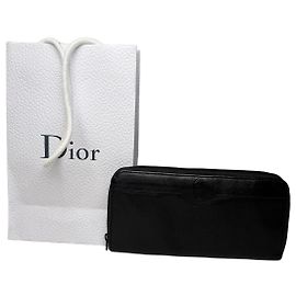 Vintage Dior Leather Long Wallet Black Black