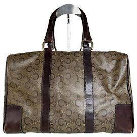 Céline Tote Vintage Celine C Monogram Canvas Beige Marrón Oro Gris antracita