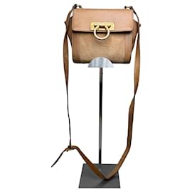 Salvatore Ferragamo Borsa a tracolla vintage Ferragamo in pelle e pelle animale Tan Brown Cammello