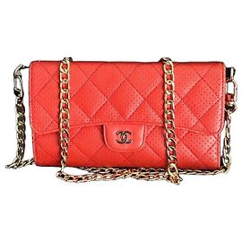 Chanel Rouge Gesteppte Ledergeldbörse Rot