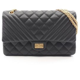 Bolsa de Ombro Chanel 2.55 Matelassé V-stitch Double Flap Preto