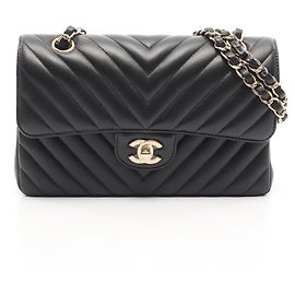 Borsa a tracolla Chanel Chevron V-stitch Double Flap Nero