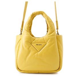 Prada Triangle Mini Leather Handbag Yellow