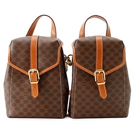 Céline Sac à dos mini double Celine Macadam Marron