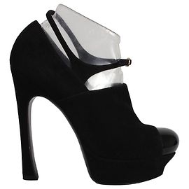 Yves Saint Laurent Black Suede Platform Pumps Black