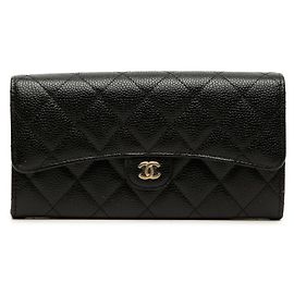 Chanel Matelassé Coco Mark Long Wallet Black