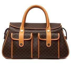 Céline Bolsa Celine Macadam Boston Bag Marrom