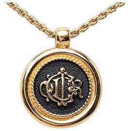Collana con pendente logo vintage Christian Dior D'oro