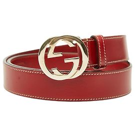 Cinto com fivela de logotipo Interlocking G Gucci Vermelho