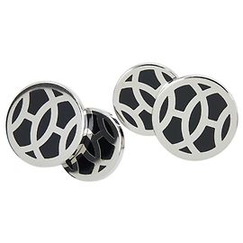 Hermès Ava Cufflinks Black and Silver Metal Black Silvery