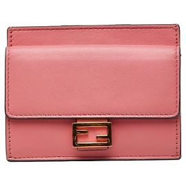 Fendi Pink Leather Card Case Pink
