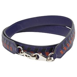 Hermès Hermes Bandoulière Tressage de Cuir Shoulder Strap Black Blue Orange