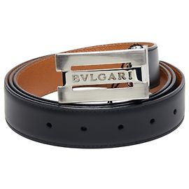 Bulgari Bvlgari Logo Reversible Gürtel Braun Schwarz
