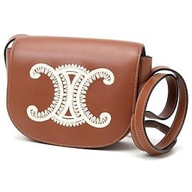 Céline Sac à l'épaule Celine Folco Cuir Triomphe Marron
