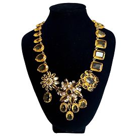 Collier J.Crew Cristal Jaune Floral Doré Doré