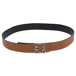 Loewe Reversible Anagram Smooth Calf & Soft Grain Belt Brown Black Silvery