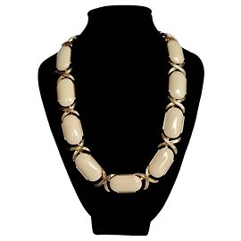 Autre Marque Collier Statement Talbots Métal Doré et Émail Crème Doré