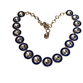 Colar Statement J.Crew Esmalte Azul e Cristal Tom Dourado Dourado