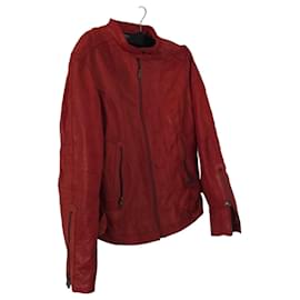 Mac Douglas Red Leather Biker Jacket Red