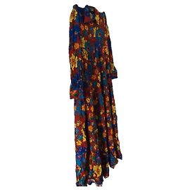 Autre Marque Stieglitz Maxikleid mit buntem Blumenprint Rot Blau Mehrfarben Grün Gelb