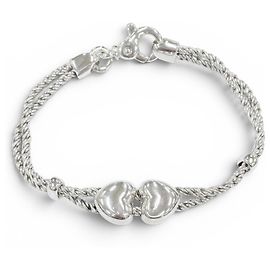 Tiffany & Co Pulsera Tiffany Vintage 925 Heart Double Rope Plata