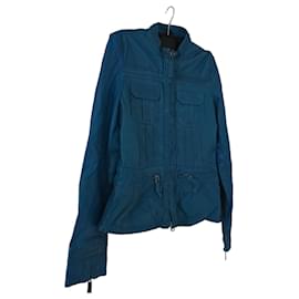 Autre Marque J.C.E. Blue Leather Jacket with Pockets Blue