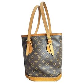 Louis Vuitton Bolsa Bucket PM Monogram Marrom Monograma